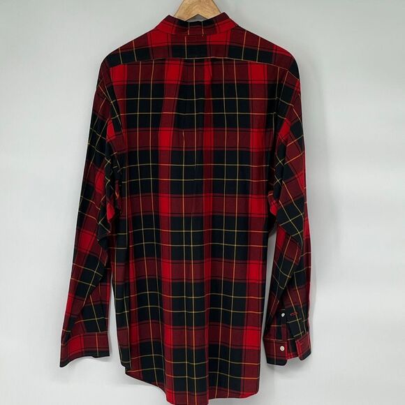RALPH LAUREN Shirt Men's XL Red Black Plaid Check Crest Long Sleeve Button Down - Picture 9 of 11